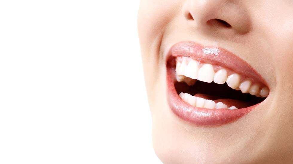 Beautiful wide smile of woman with great healthy white teeth